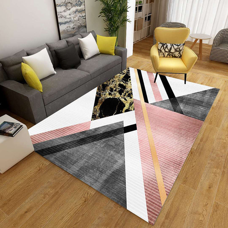 BowLift | Minimalist 3D Geometric Rug Multi-Color Polypropylene Area Rug Pet-Friendly Non-Slip Machine Washable Rug for Large Room