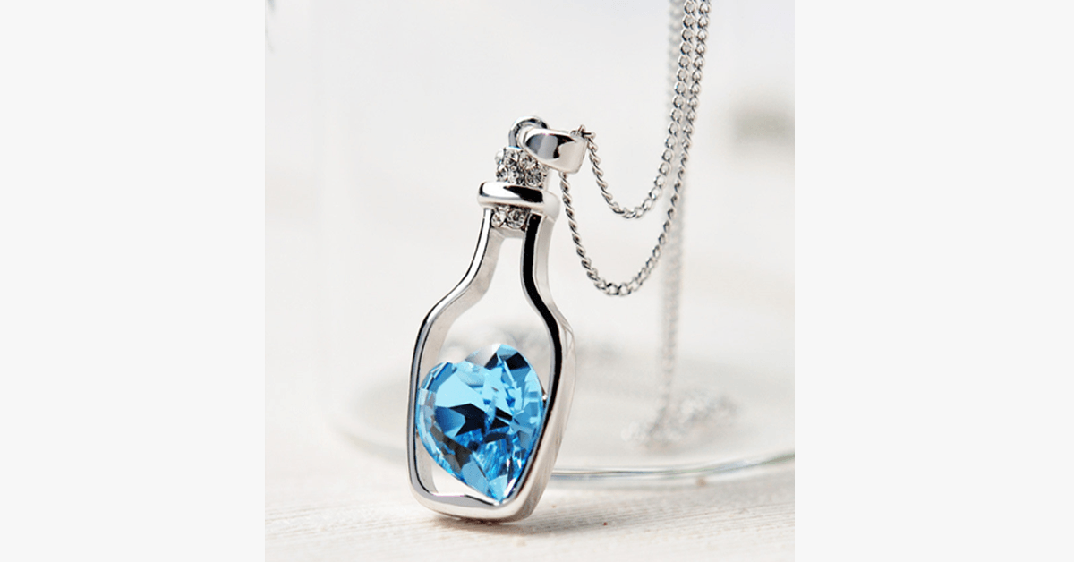 BowLift | Love Bottle Gemstone Pendant Necklace - For whenever you need a sip of love