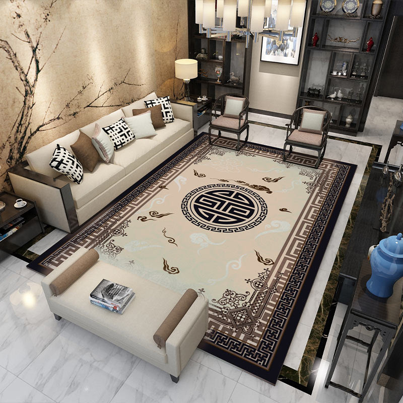 BowLift | Fancy Multicolor Flower Rug Polypropylene Asian Style Rug Stain Resistant Anti-Slip Backing Pet Friendly Rug for Guest Room