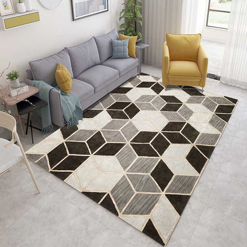 BowLift | Multicolor 3D Illusion Geometry Rug Polyester Modernist Rug Non-Slip Pet-Friendly Machine Washable Rug for the Large Room