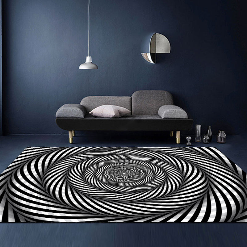 BowLift | Unusual Visual Deception Rug Black and White Modern Area Rug Polypropylene Pet Friendly Machine Washable Non-Slip Rug for Home Deco