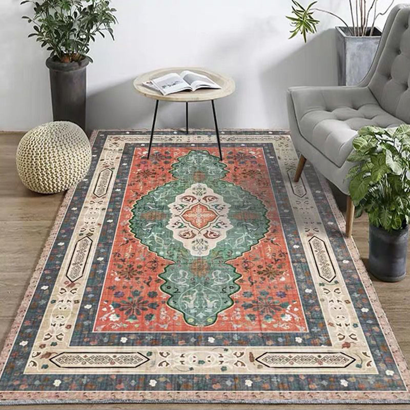 BowLift | Exotic antique carpet multicolored geometric print rug non-slip back pet-friendly machine washable rug for large room