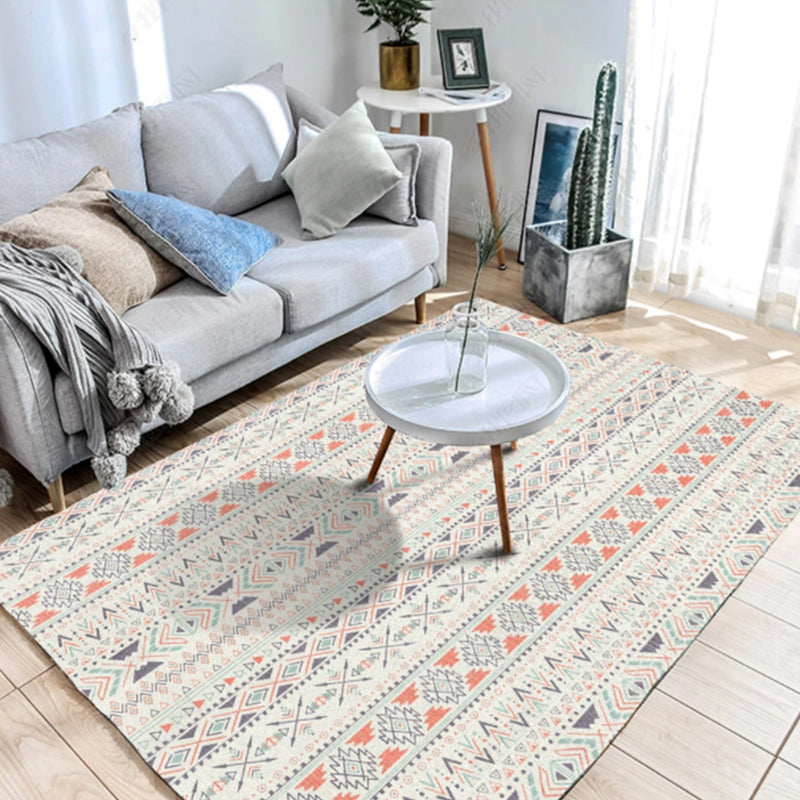 BowLift | Exotic antique carpet multicolored geometric print rug non-slip back pet-friendly machine washable rug for large room