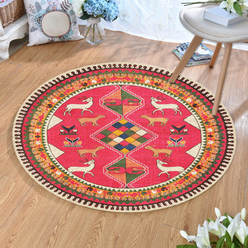 BowLift | Ethnic Multicolor Print Carpet Polyester Persian Carpet Stain Resistant Machine Washable Non-Slip Carpet for the Living Room