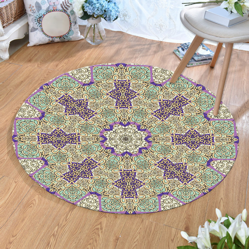 BowLift | Ethnic Multicolor Print Carpet Polyester Persian Carpet Stain Resistant Machine Washable Non-Slip Carpet for the Living Room