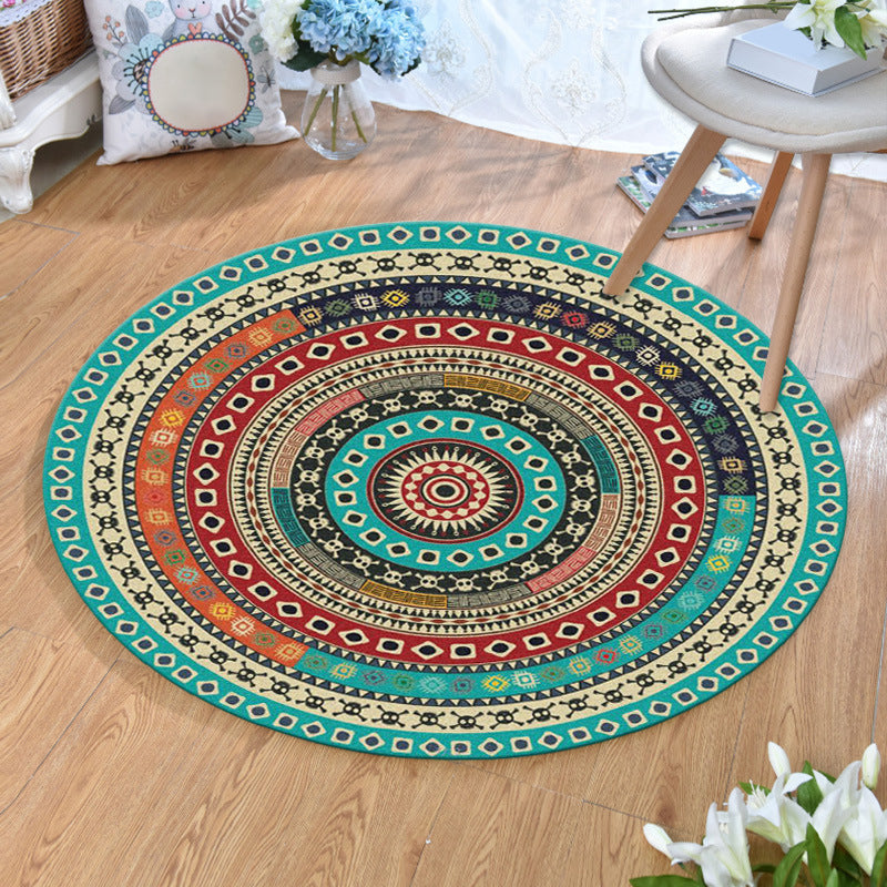BowLift | Ethnic Multicolor Print Carpet Polyester Persian Carpet Stain Resistant Machine Washable Non-Slip Carpet for the Living Room