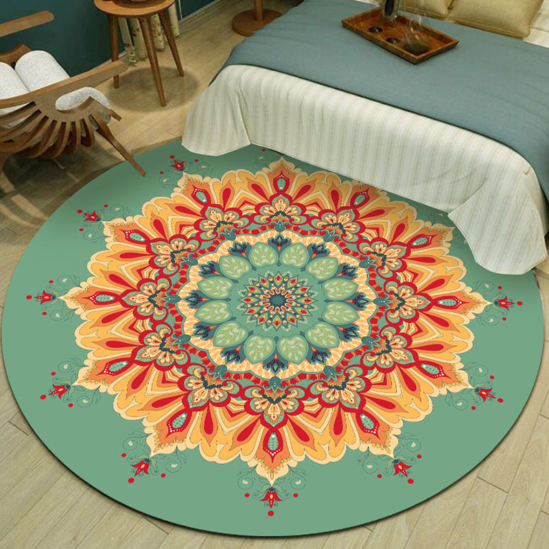 BowLift | Exotic Multicolor Mandala Rug Polypropylene Moroccan Rug Pet Friendly Machine Washable Non-Slip Backing Rug for Bedroom