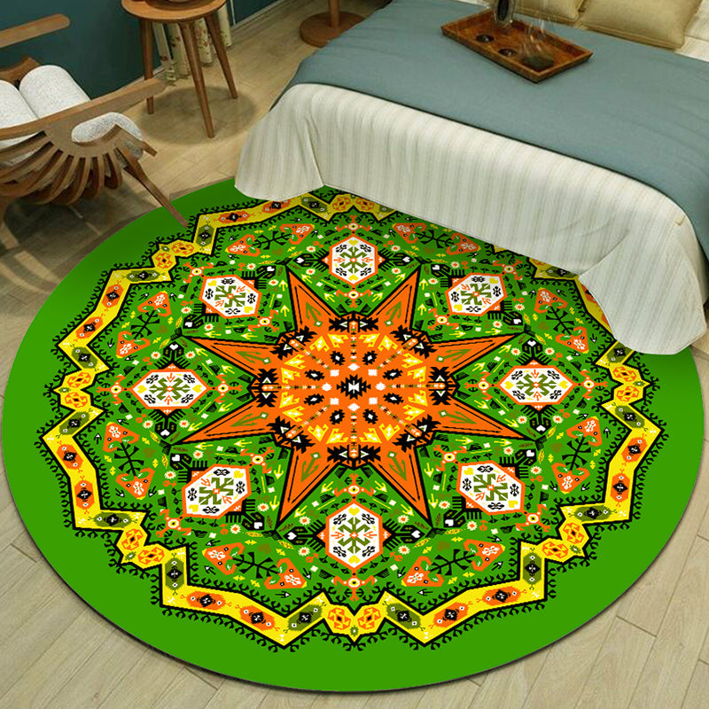 BowLift | Exotic Multicolor Mandala Rug Polypropylene Moroccan Rug Pet Friendly Machine Washable Non-Slip Backing Rug for Bedroom