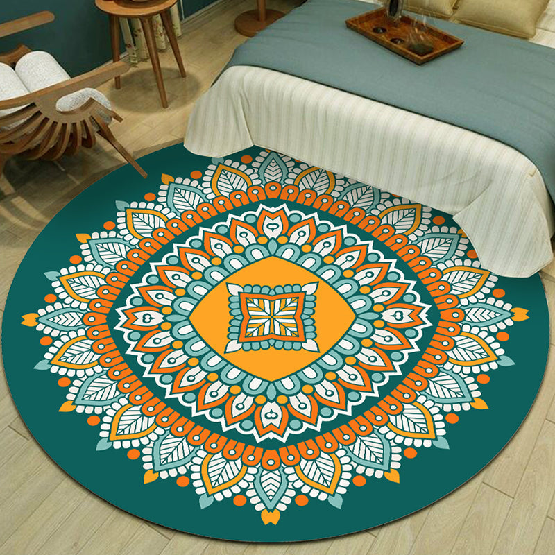 BowLift | Exotic Multicolor Mandala Rug Polypropylene Moroccan Rug Pet Friendly Machine Washable Non-Slip Backing Rug for Bedroom
