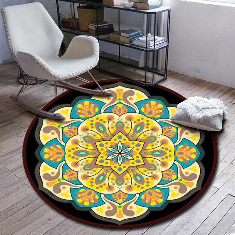 BowLift | Folks Multicolor Mandala Rug Synthetic Moroccan Rug Machine Washable Non-Slip Pet Friendly Living Room Rug