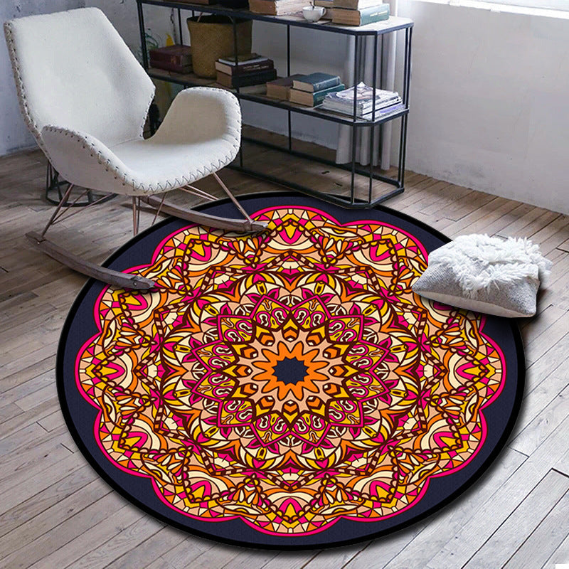 BowLift | Folks Multicolor Mandala Rug Synthetic Moroccan Rug Machine Washable Non-Slip Pet Friendly Living Room Rug
