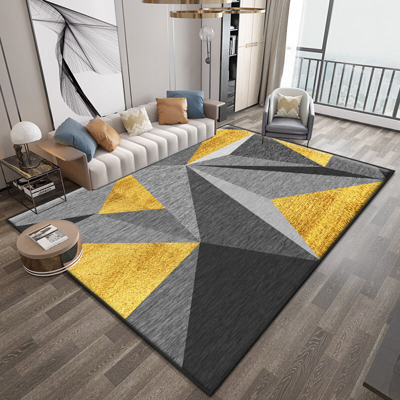 BowLift | Nice 3D Effect Triangle Rug Multicolor Contemporary Rug Polypropylene Machine Washable Pet Friendly Non-Slip Rug for Home