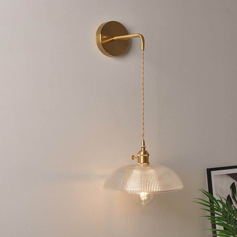 BowLift | 1 Head Wall Mount Light Industrial Shade Clear Glass Wall Light Fixture for Nightstand