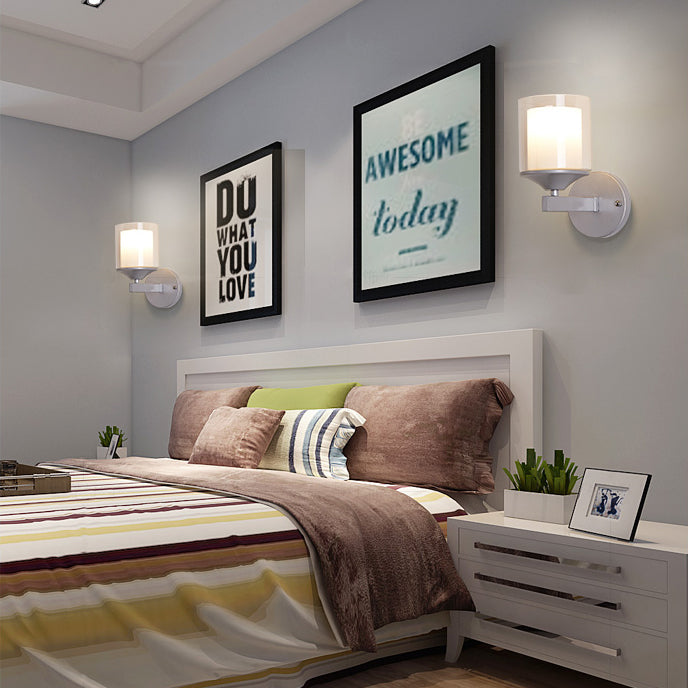 BowLift | 1 Bulb Cylinder Wall Light Industrial Black/Silver Clear Glass Lighting