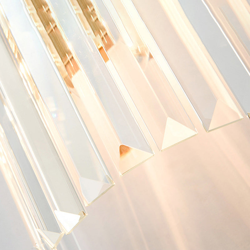 BowLift | 2 Light Living Room Wall Mounted Lamp Modern Brass Finish Wall Light with Cylindrical Clear Crystal Shade