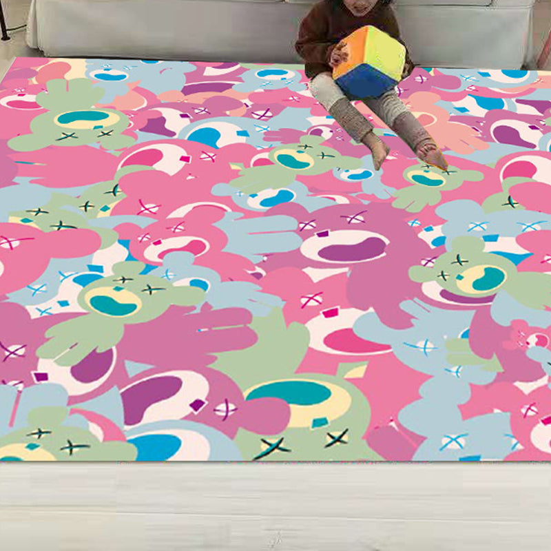 BowLift | Funny Children's Room Carpet Multicolored Cartoon Print Carpet Synthetic Non-Slip Back Easy Care Carpet