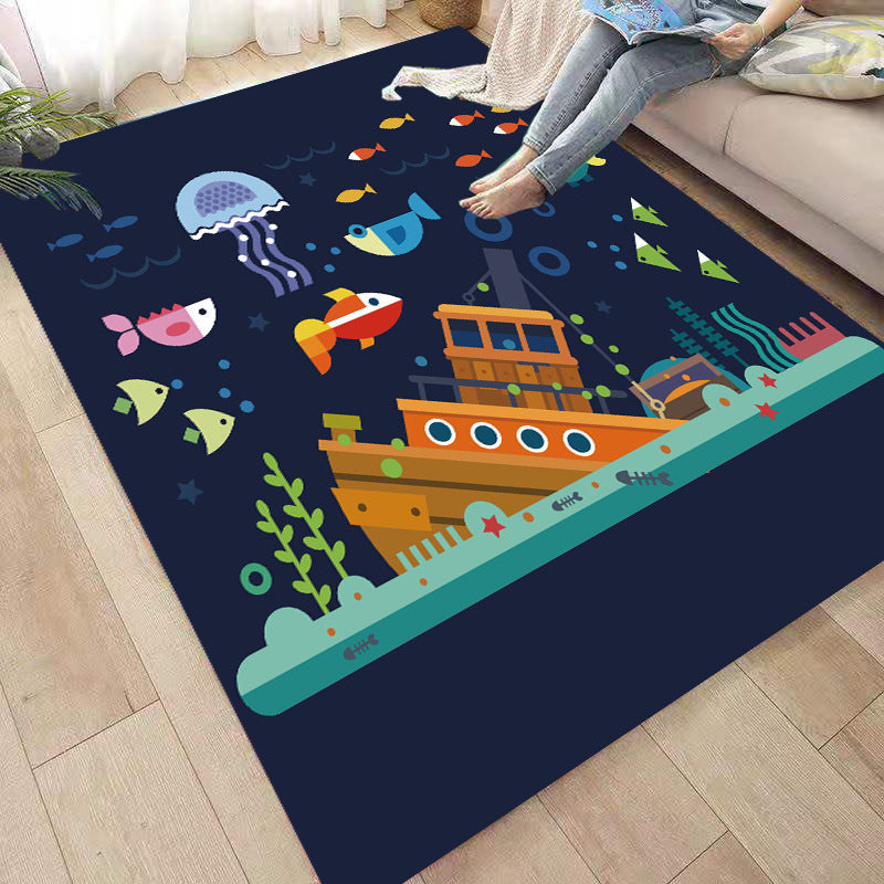 BowLift | Funny Children's Room Carpet Multicolored Cartoon Print Carpet Synthetic Non-Slip Back Easy Care Carpet