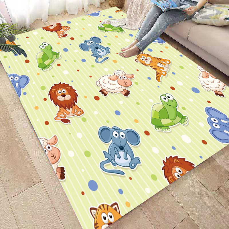 BowLift | Funny Children's Room Carpet Multicolored Cartoon Print Carpet Synthetic Non-Slip Back Easy Care Carpet