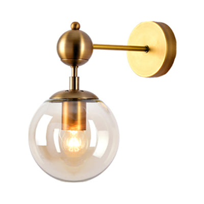 BowLift | 1 Light Clear/Gray/Amber Glass Wall Lamp Vintage Brass Globe Shade Living Room Lighting Fixture