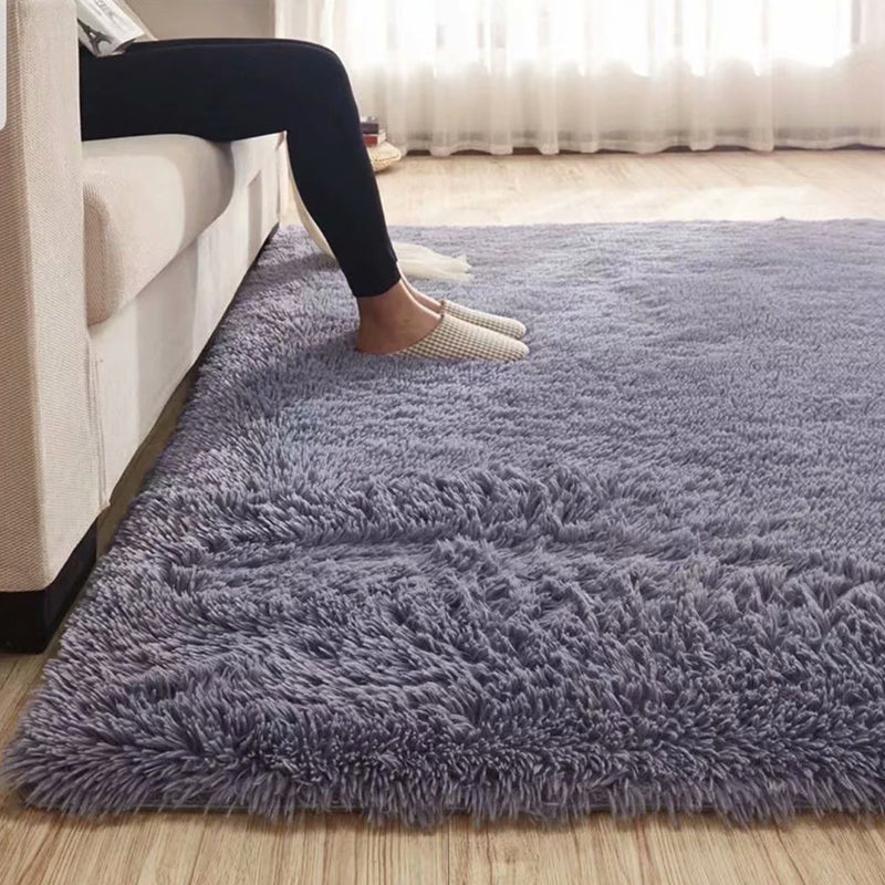 BowLift | Fluffy Plain Rug Multi Colored Casual Rug Synthetic Washable Pet Friendly Non-slip Carpet for Living Room