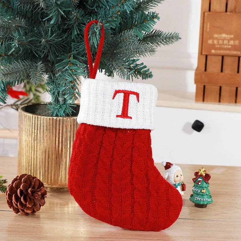 BowLift | Cute Letters Christmas Stockings Decorative Creative Tree Pendant Wool Knitted Socks