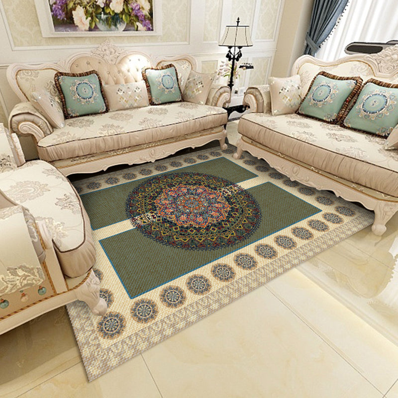 BowLift | Multicolor Shabby Chic Rug Polyester Floral Printed Area Rug Non-Slip Back Washable Rug for Living Room