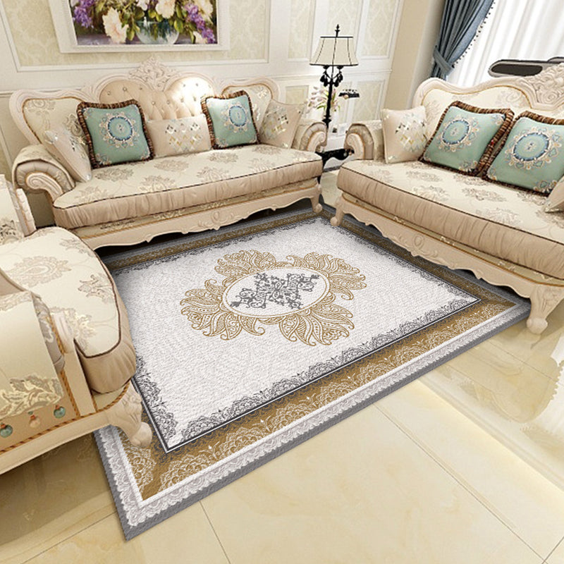 BowLift | Multicolor Shabby Chic Rug Polyester Floral Printed Area Rug Non-Slip Back Washable Rug for Living Room