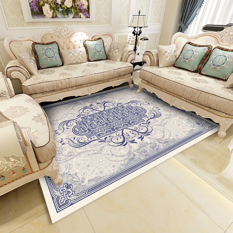 BowLift | Multicolor Shabby Chic Rug Polyester Floral Printed Area Rug Non-Slip Back Washable Rug for Living Room