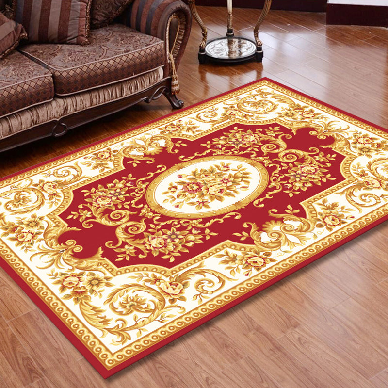 BowLift | Retro Floral Printed Rug Multicolor Synthetic Rug Non-Slip Back Machine Washable Indoor Rug for the Living Room