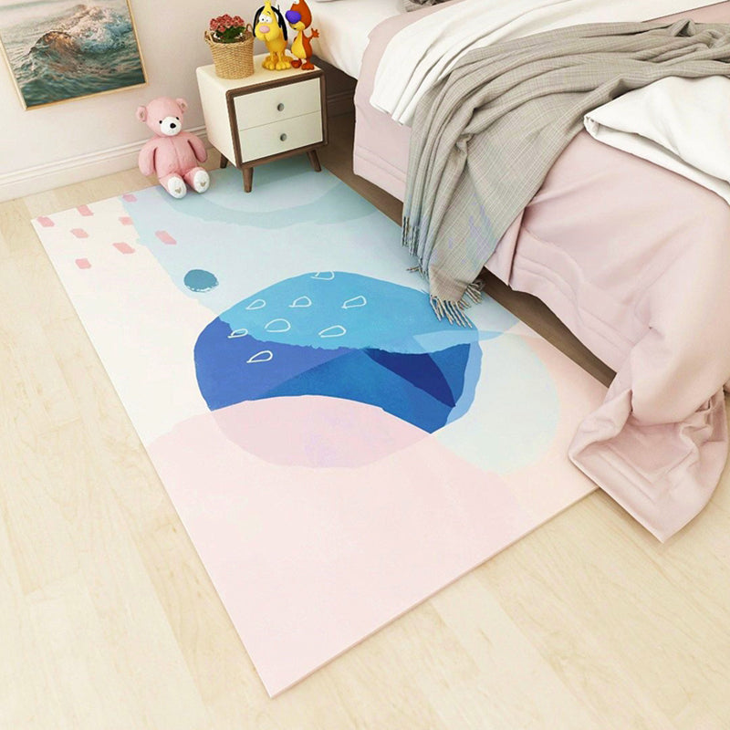 BowLift | Nordic bedroom carpet multicolored color block indoor carpet cotton blend easy maintenance washable rug