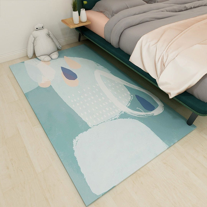 BowLift | Nordic bedroom carpet multicolored color block indoor carpet cotton blend easy maintenance washable rug