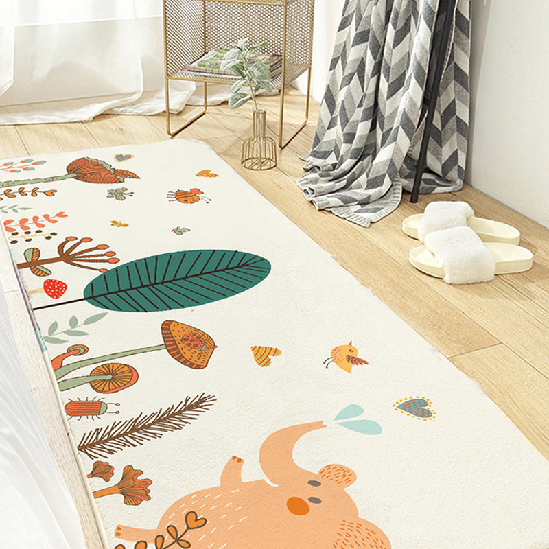 BowLift | Fancy Cartoon Print Rug Multicolored Cotton Blend Indoor Rug Non-Slip Back Machine Washable Rug for the Bedroom