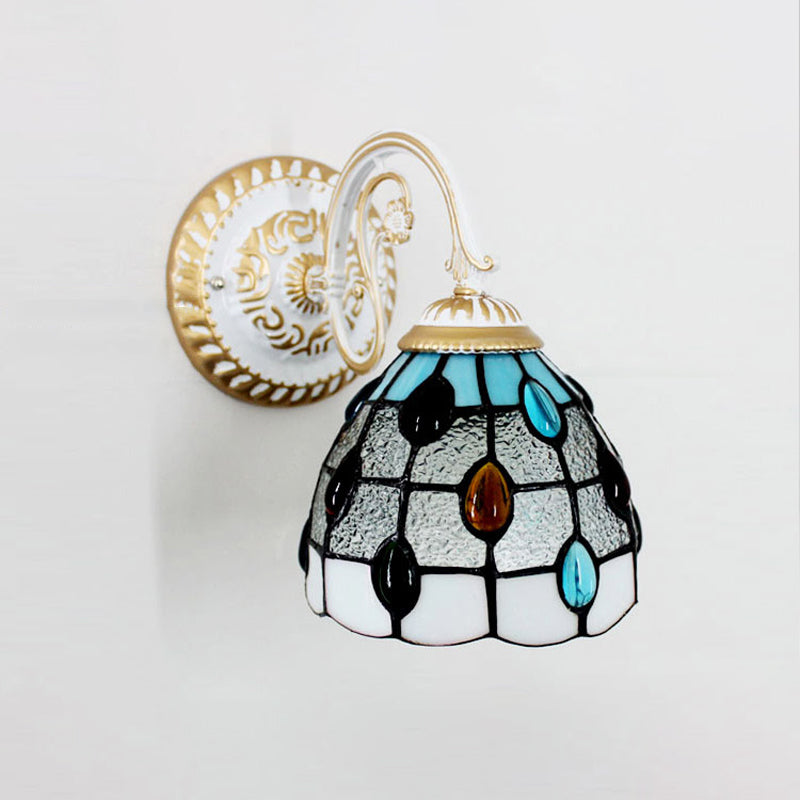 BowLift | 1-Head Shade Wall Lamp Tiffany Style Handmade Glass Wall Lamp for Living Room