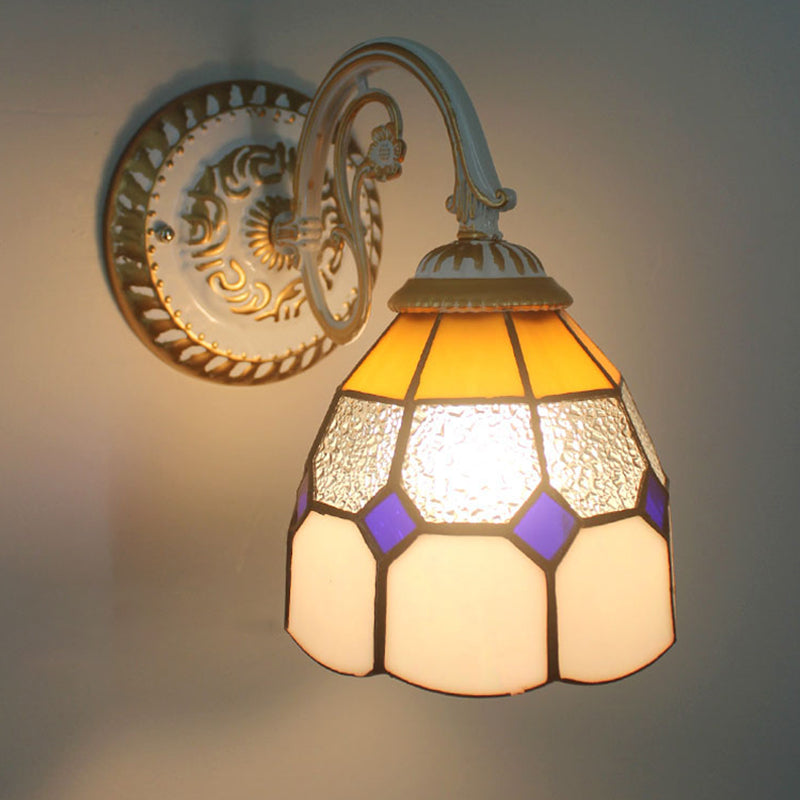 BowLift | 1-Head Shade Wall Lamp Tiffany Style Handmade Glass Wall Lamp for Living Room