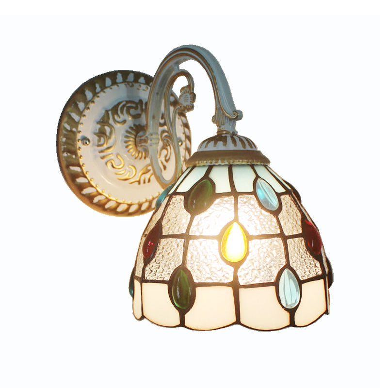 BowLift | 1-Head Shade Wall Lamp Tiffany Style Handmade Glass Wall Lamp for Living Room