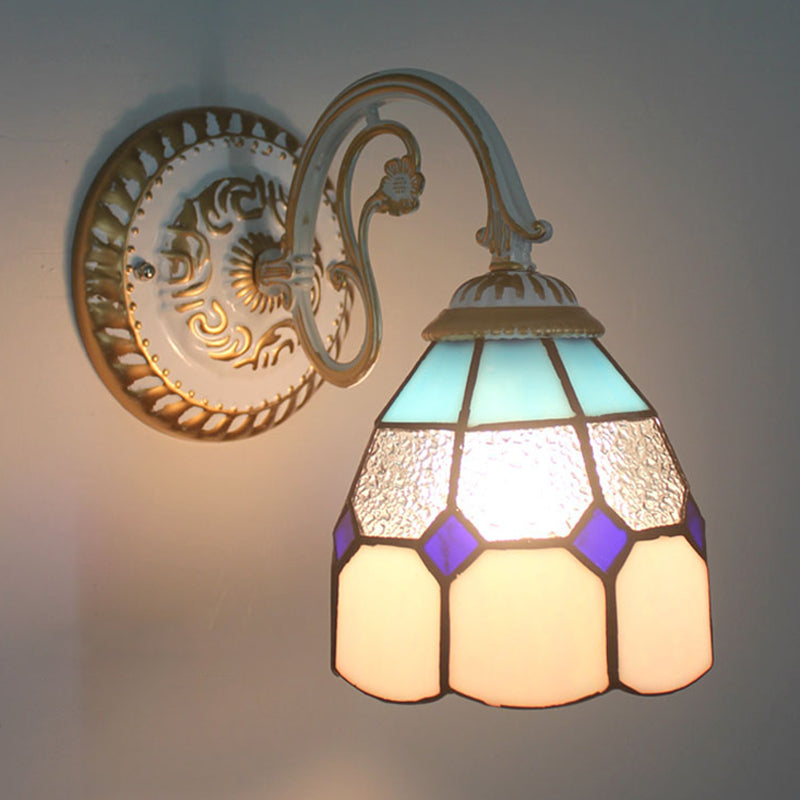 BowLift | 1-Head Shade Wall Lamp Tiffany Style Handmade Glass Wall Lamp for Living Room