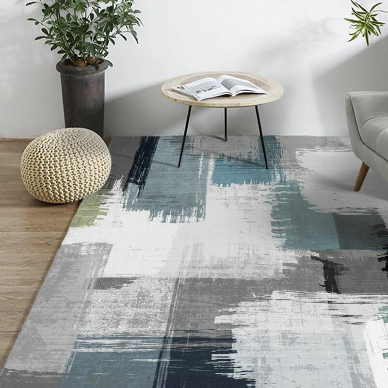 BowLift | Green decorative mat Scandinavian abstract printed carpet for indoor non-slip underlay pet-friendly carpet