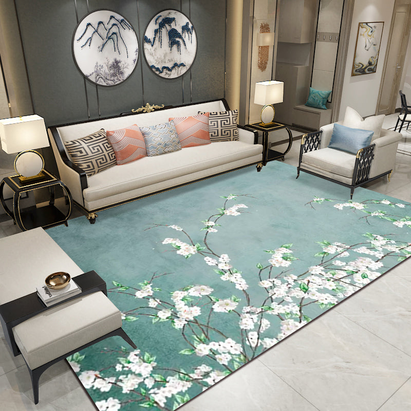 BowLift | Formal Living Room Rug Versatile Floral Pattern Rug Polyester Non-Slip Back Machine Washable Rug