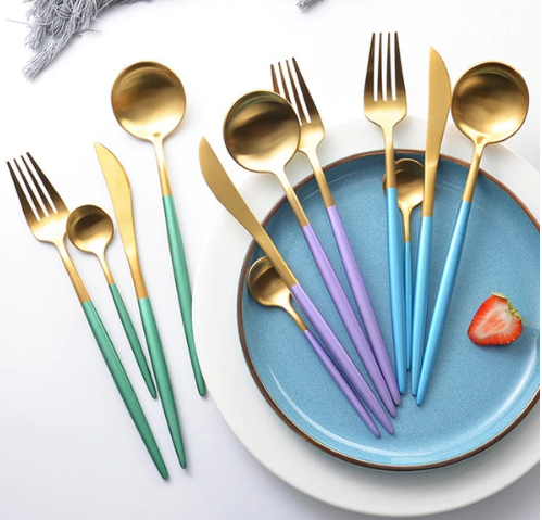 BowLift | 24-Piece Stainless Steel Gold-Silver Luxury Cutlery - RoyalGlow