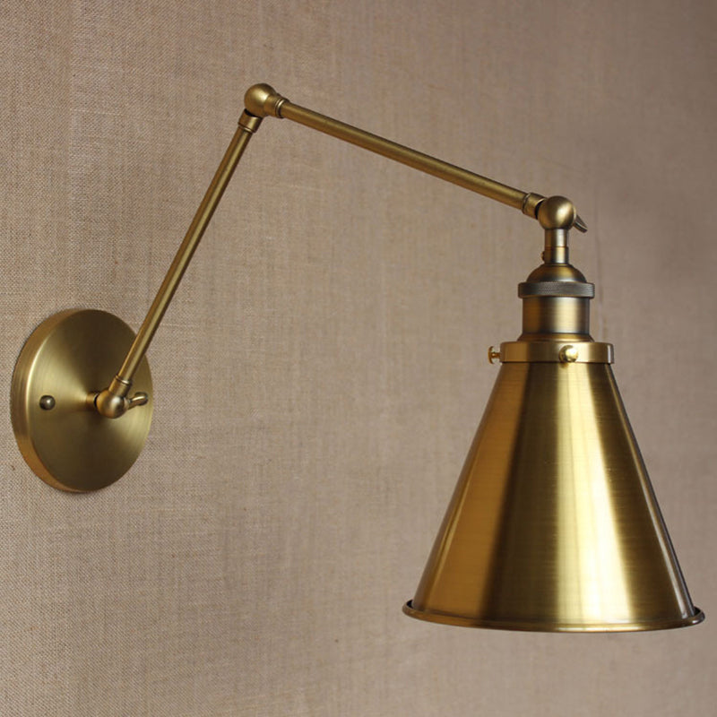 BowLift | Cone-shaped Shade Iron Wall Mount Light Antique 1 Bulb Bedroom Wall Lighting Fixture