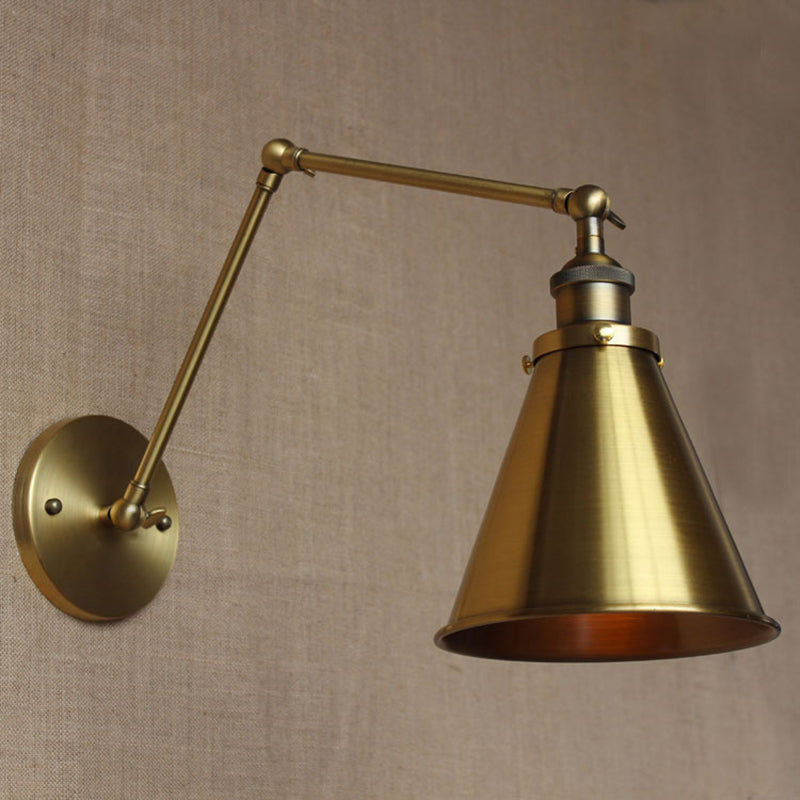 BowLift | Cone-shaped Shade Iron Wall Mount Light Antique 1 Bulb Bedroom Wall Lighting Fixture