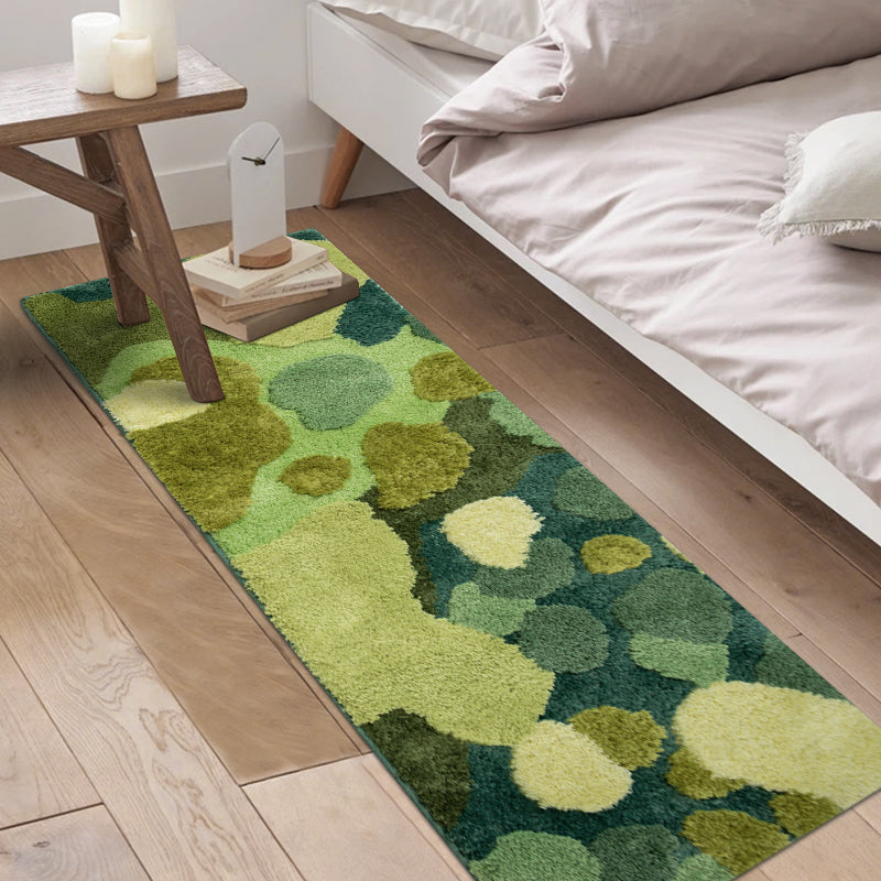 BowLift | Green Funky Carpet Polypropylene Plant Pattern Indoor Carpet Non-Slip Back Stain Resistant Area Rug for Bedroom