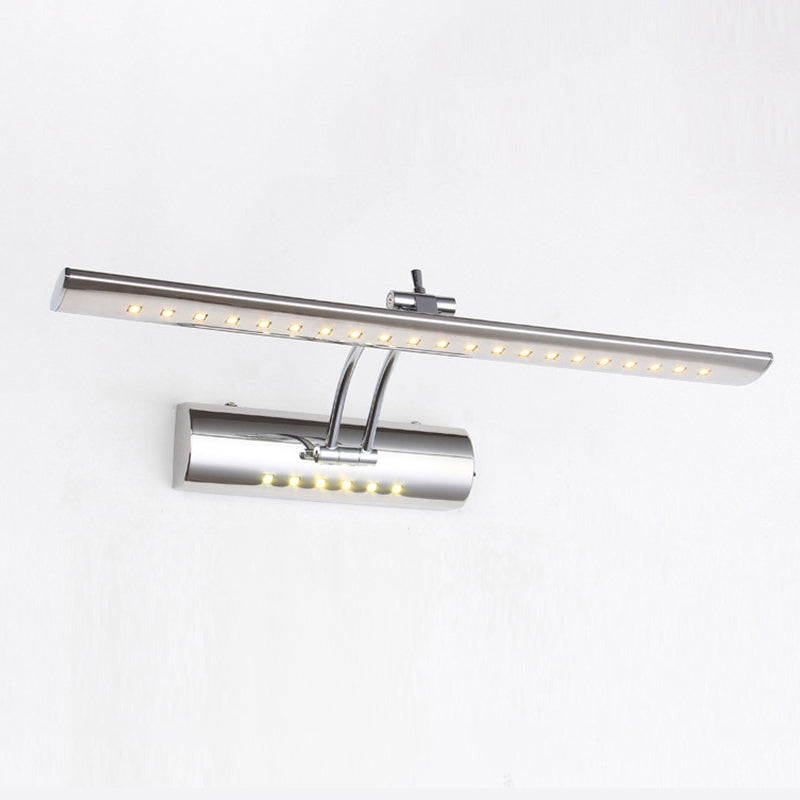BowLift | Nickel Finish Linear Wall Lamp Contemporary 16"/21.5" Width LED Metallic Makeup Lighting in White/Warm Light