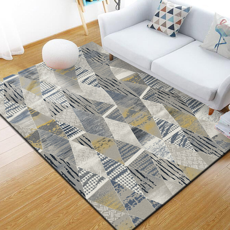 BowLift | Relaxing Living Room Carpet Multi Color Geometric Pattern Area Rug Polypropylene Non-Slip Back Washable Area Rug