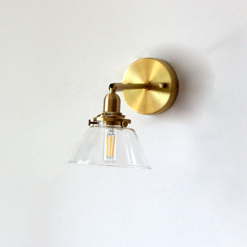 BowLift | Minimalist Rejuvenation Rotating Wall Lighting Single Lamps Glass Wall Lamp in Brass for Living Room