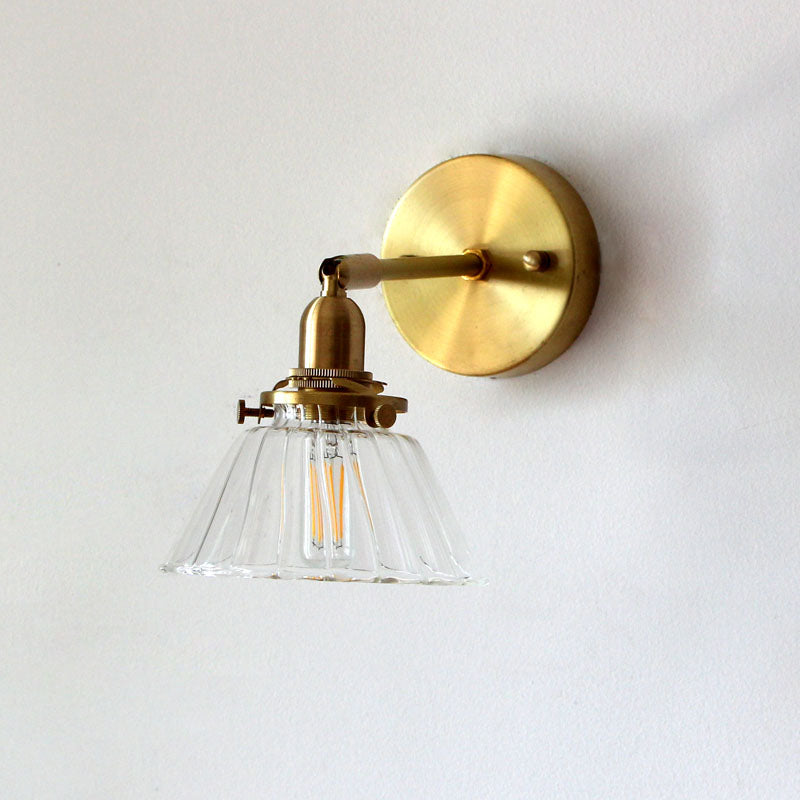 BowLift | Minimalist Rejuvenation Rotating Wall Lighting Single Lamps Glass Wall Lamp in Brass for Living Room