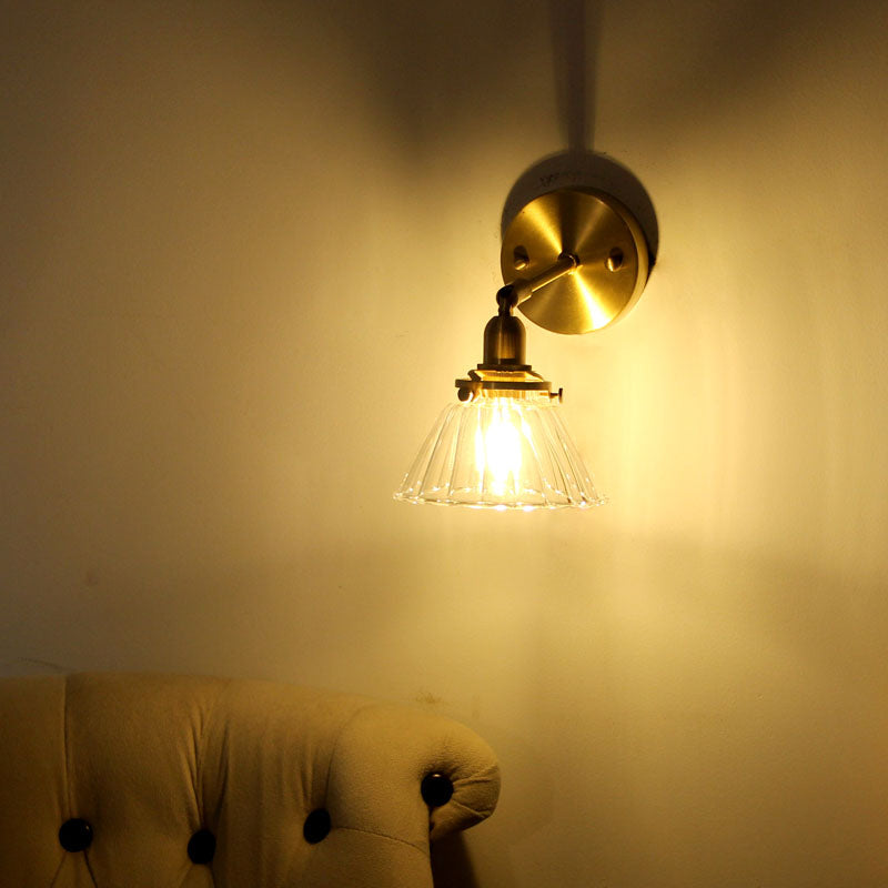 BowLift | Minimalist Rejuvenation Rotating Wall Lighting Single Lamps Glass Wall Lamp in Brass for Living Room