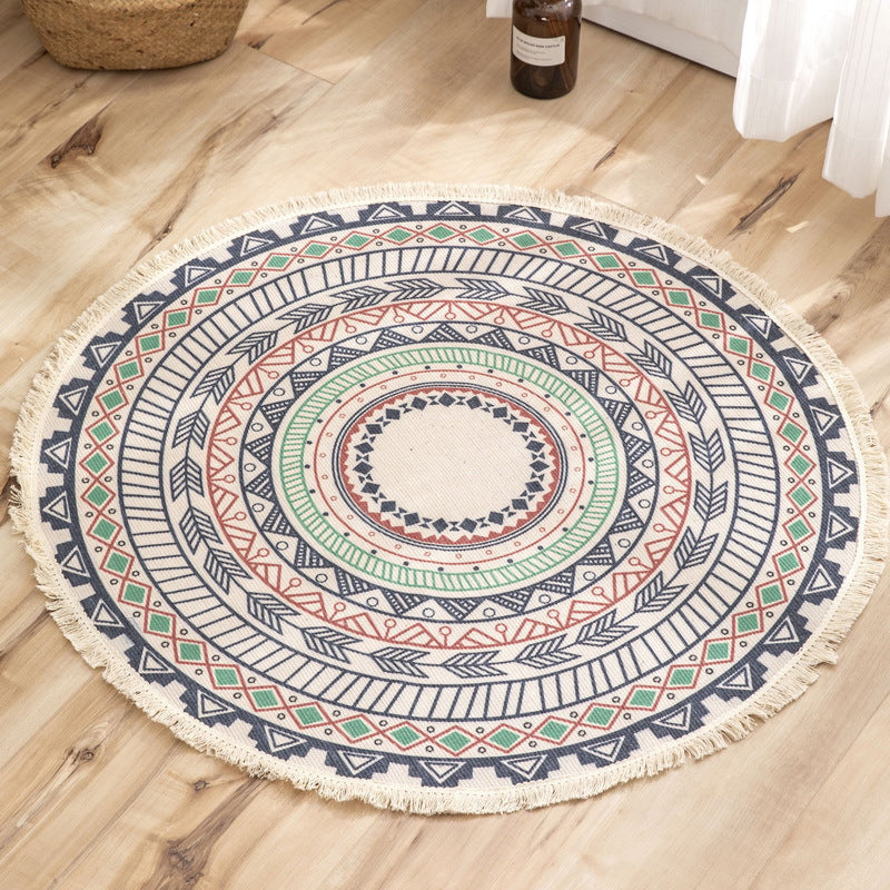 BowLift | Moroccan geometric printed carpet Multicolored cotton rug easy-care pet-friendly indoor rug for the bedroom