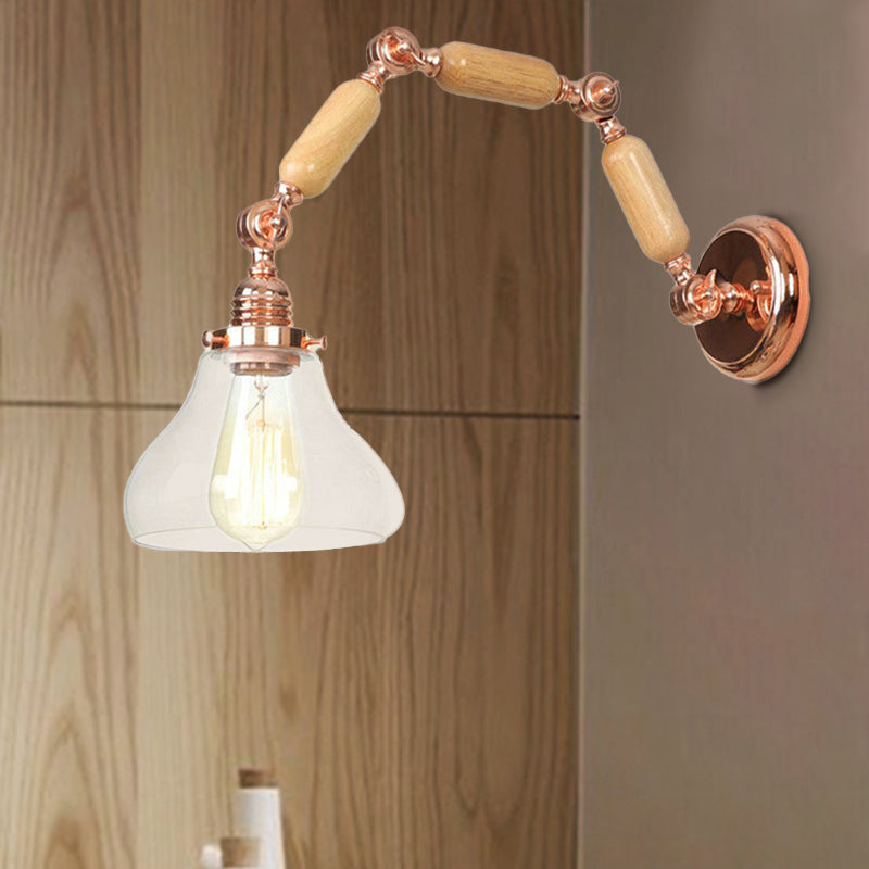 BowLift | 1 Bulb Wall Lamp with Cone Shade Clear Glass Industrial Living Room Wall Light Lighting