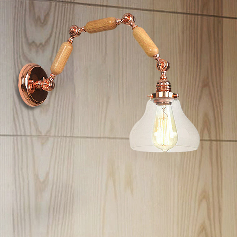 BowLift | 1 Bulb Wall Lamp with Cone Shade Clear Glass Industrial Living Room Wall Light Lighting